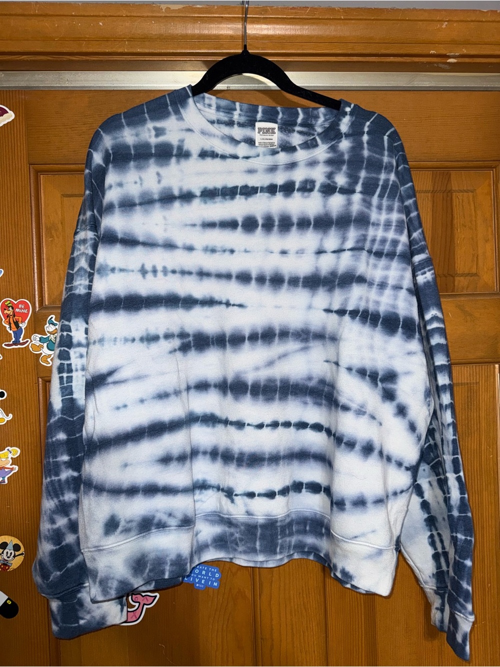 PINK Victoria's Secret Tie-Dye Crewneck Sweatshirt - Navy & White